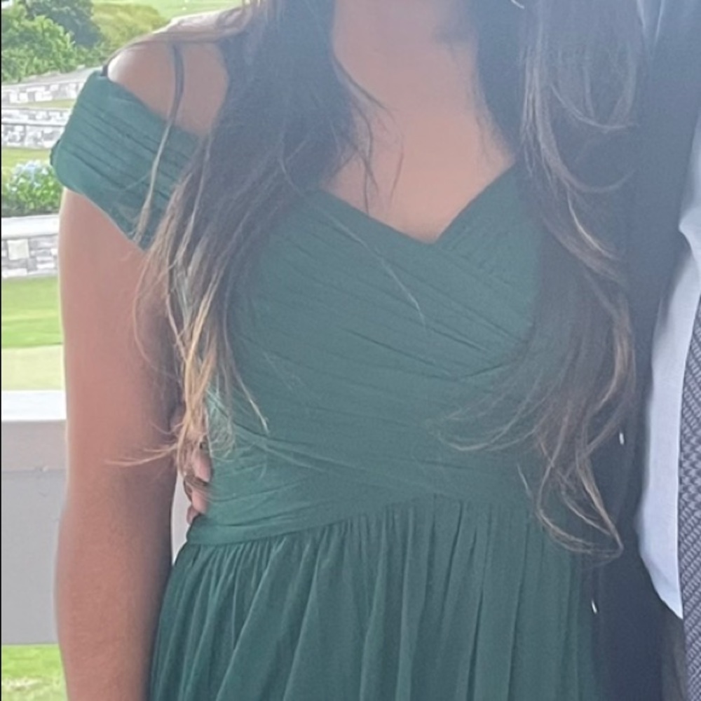 Off-the-Shoulder Mesh Tall Bridesmaid Dress